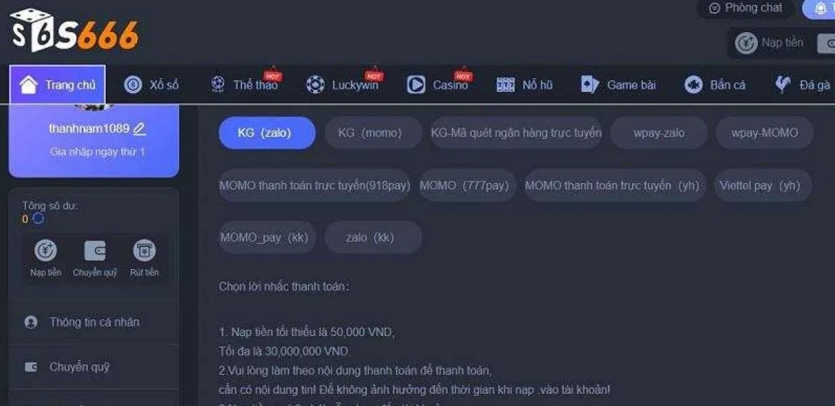 Nạp Tiền S666 2 Những phương thức nạp tiền S666 hiện có trên website